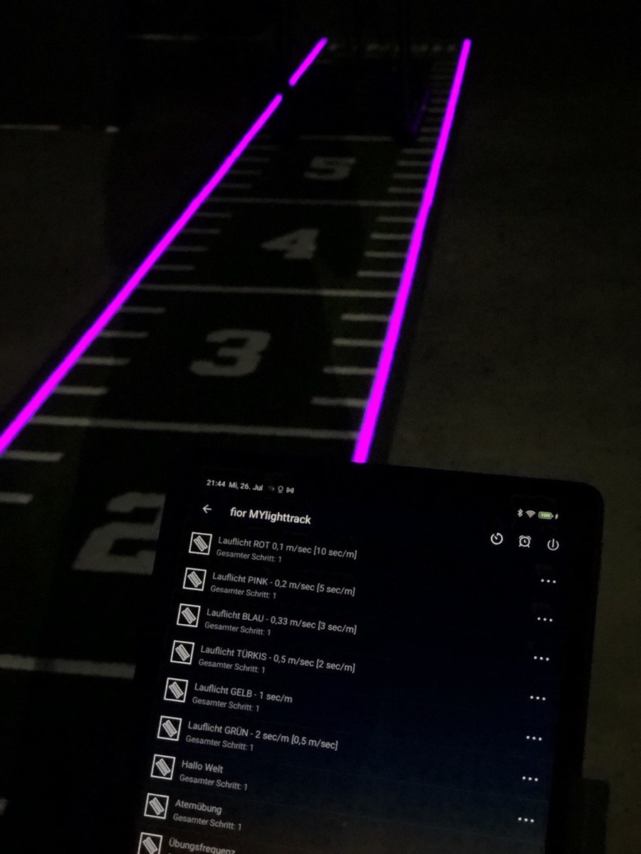 Steuerung der MYsmartzone Lauflichter mit voreingestellten Tempoprogrammen